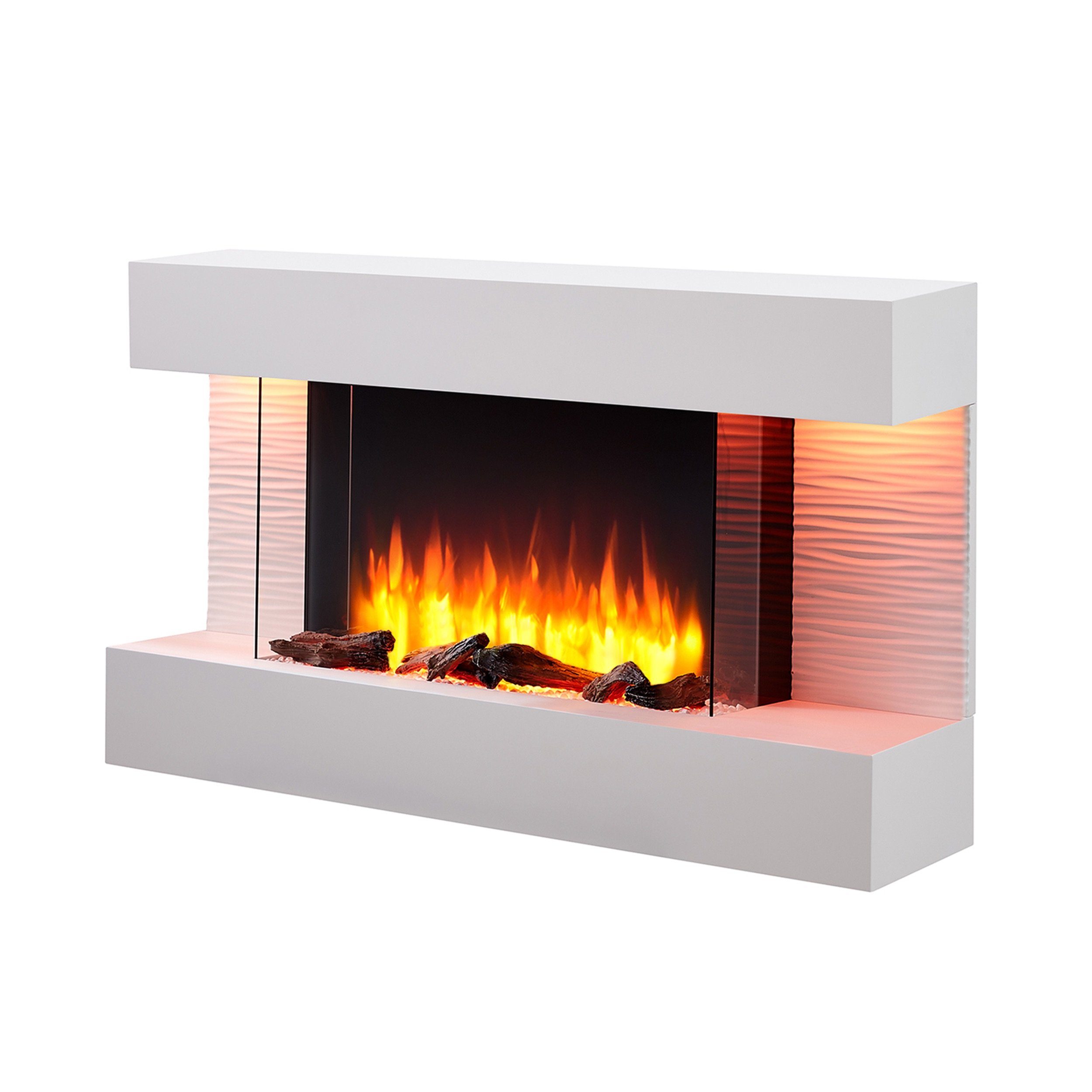 RICHEN Elektrokamin Elis, Wandkamin mit Heizung 2000W, 3D-Flammeneffekt, LED-Beleuchtungs, Fernbedienung, Timer, Thermostat