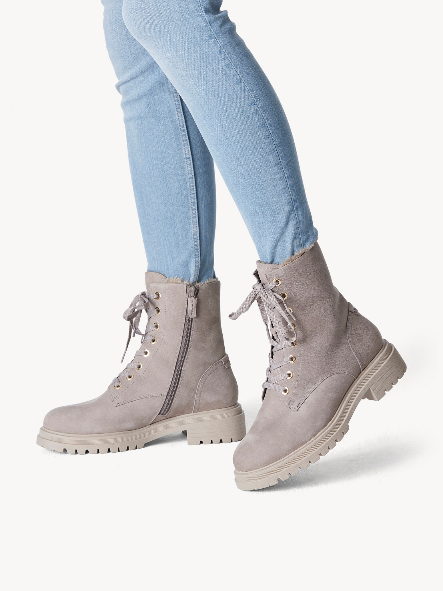 Bottine en cuir - beige doublure chaude