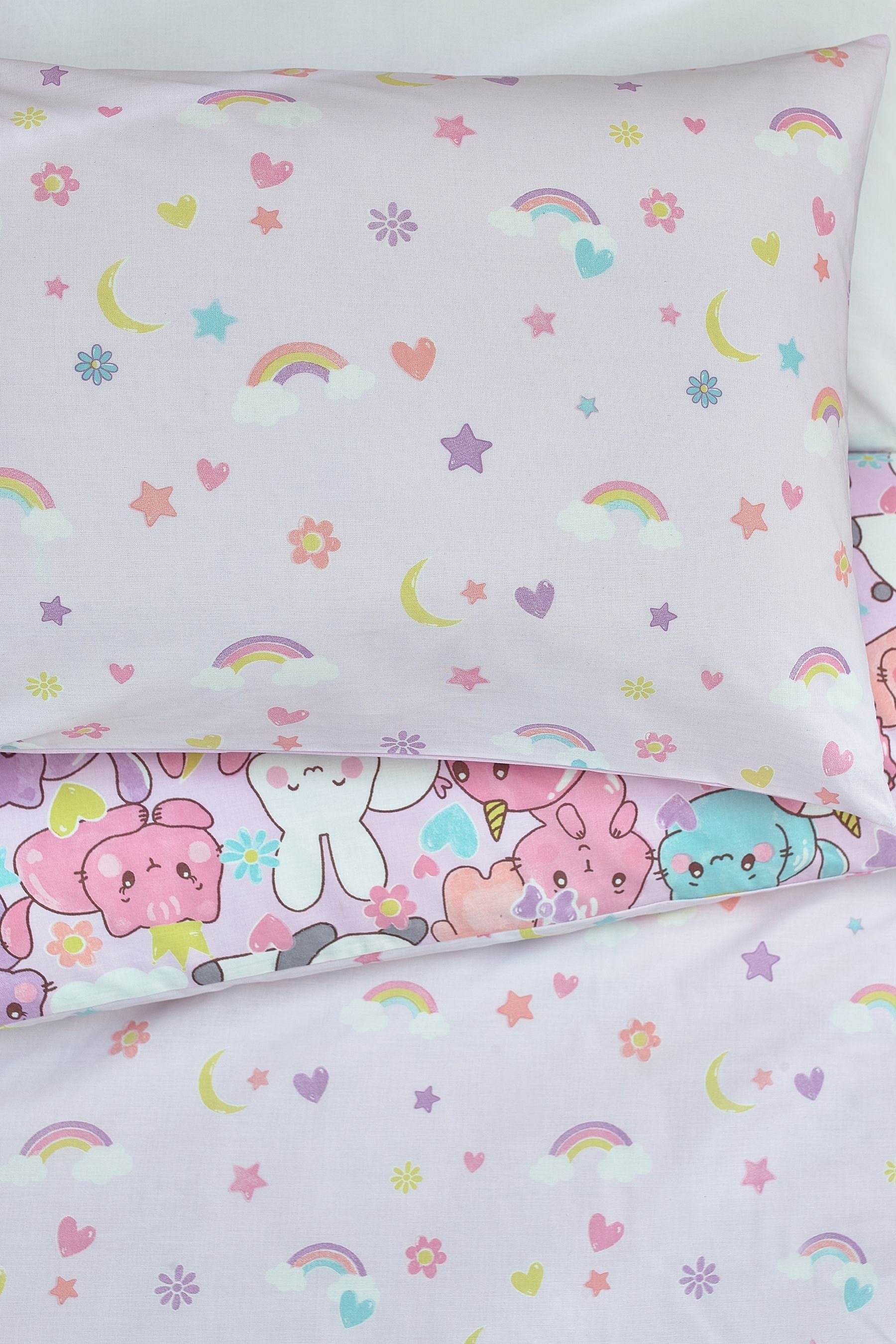 Bett-Set, Bettgarnitur, Kawaii Einhorn und Freunde, Next, Bezug: Polyester (recycelt), Baumwolle