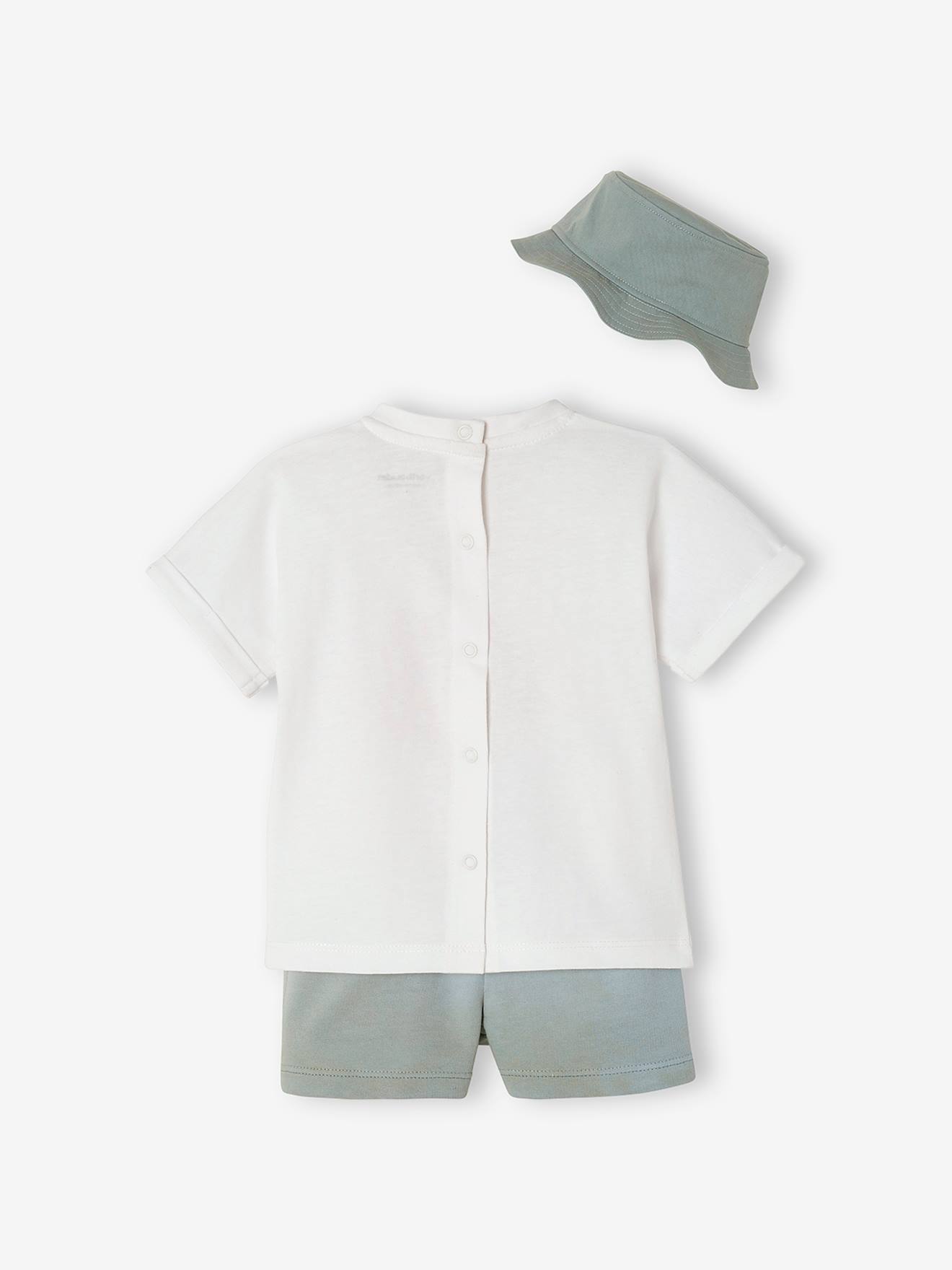 Ensemble bébé T-shirt, short et bob blanc
