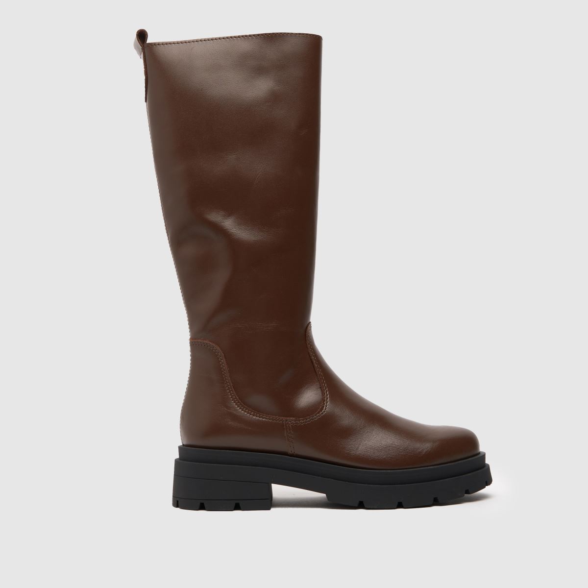 Schuh Drew bőr térdcsizma sötétbarna színben