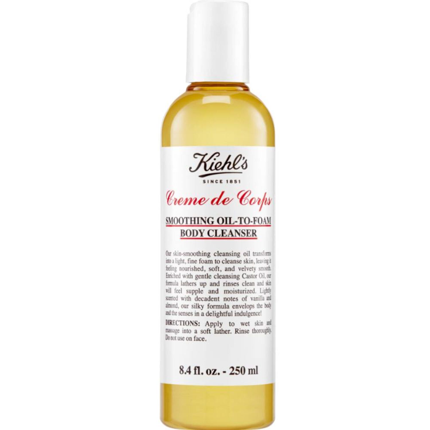 kiehl's Crème de Corps Cleansing Body Oil Huile nettoyante moussante pour le corps 250 ml