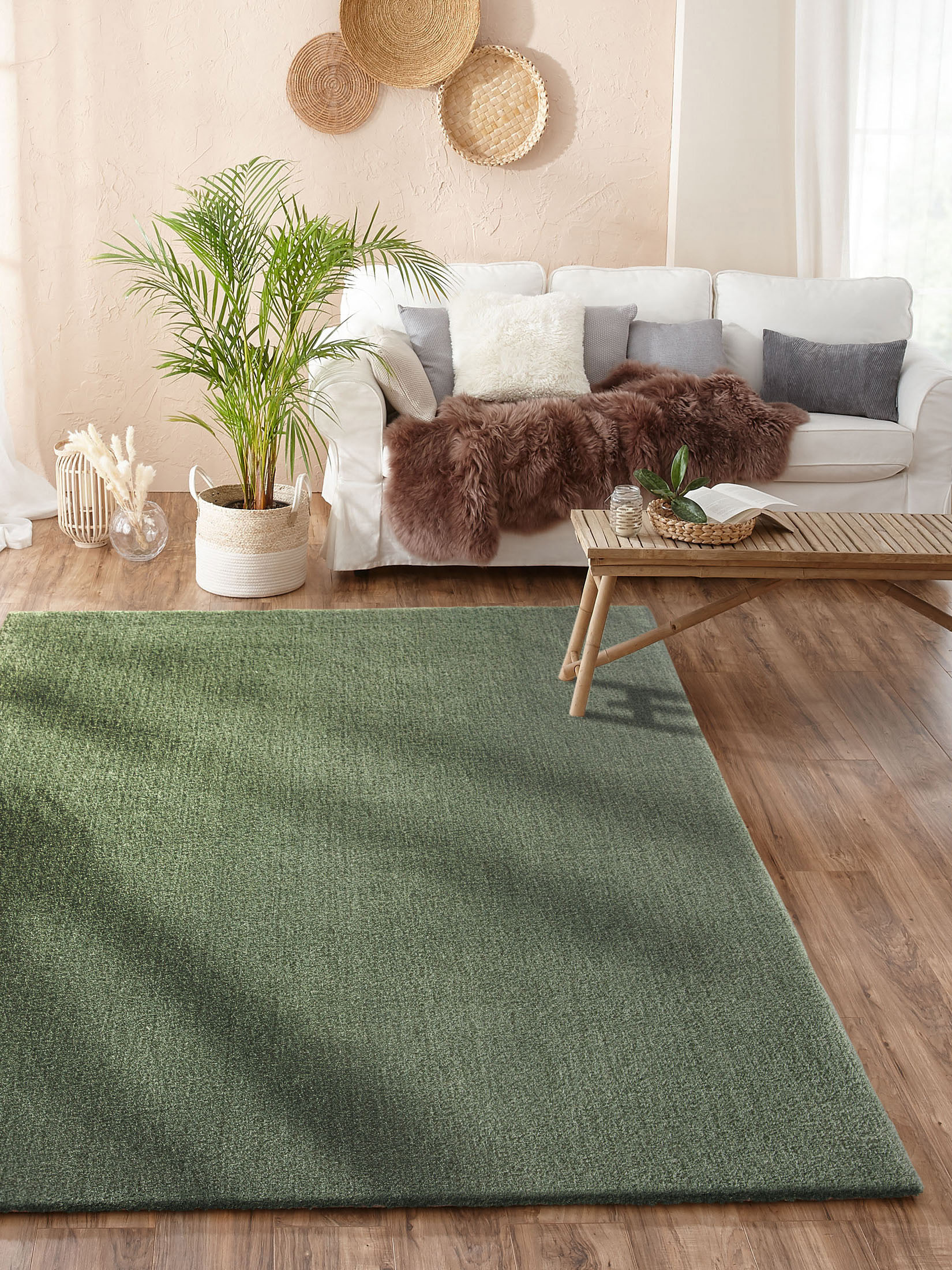 Sensation Hochflor-Teppich, Moosgrün