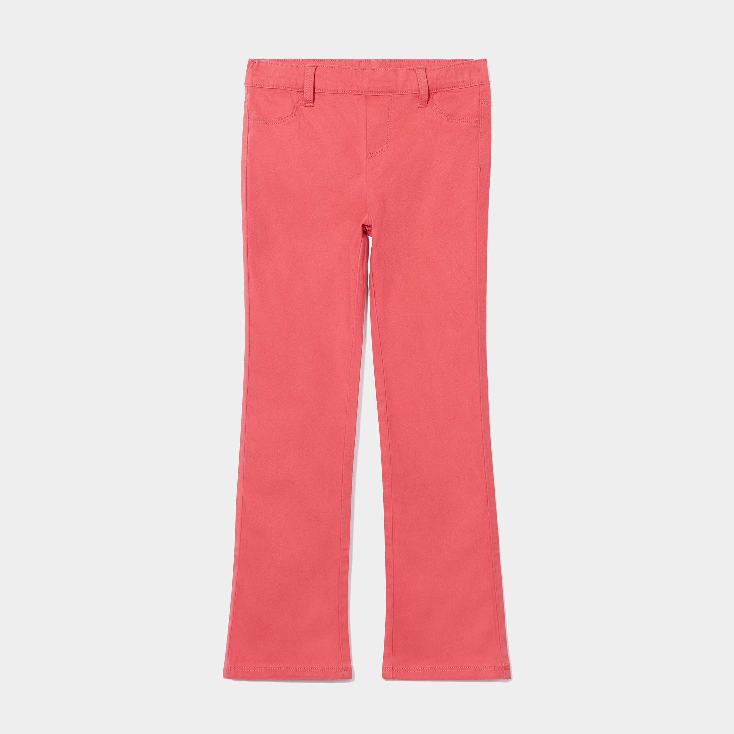 Tregging flare coton taille élastiquée rose framboise fille | La Halle