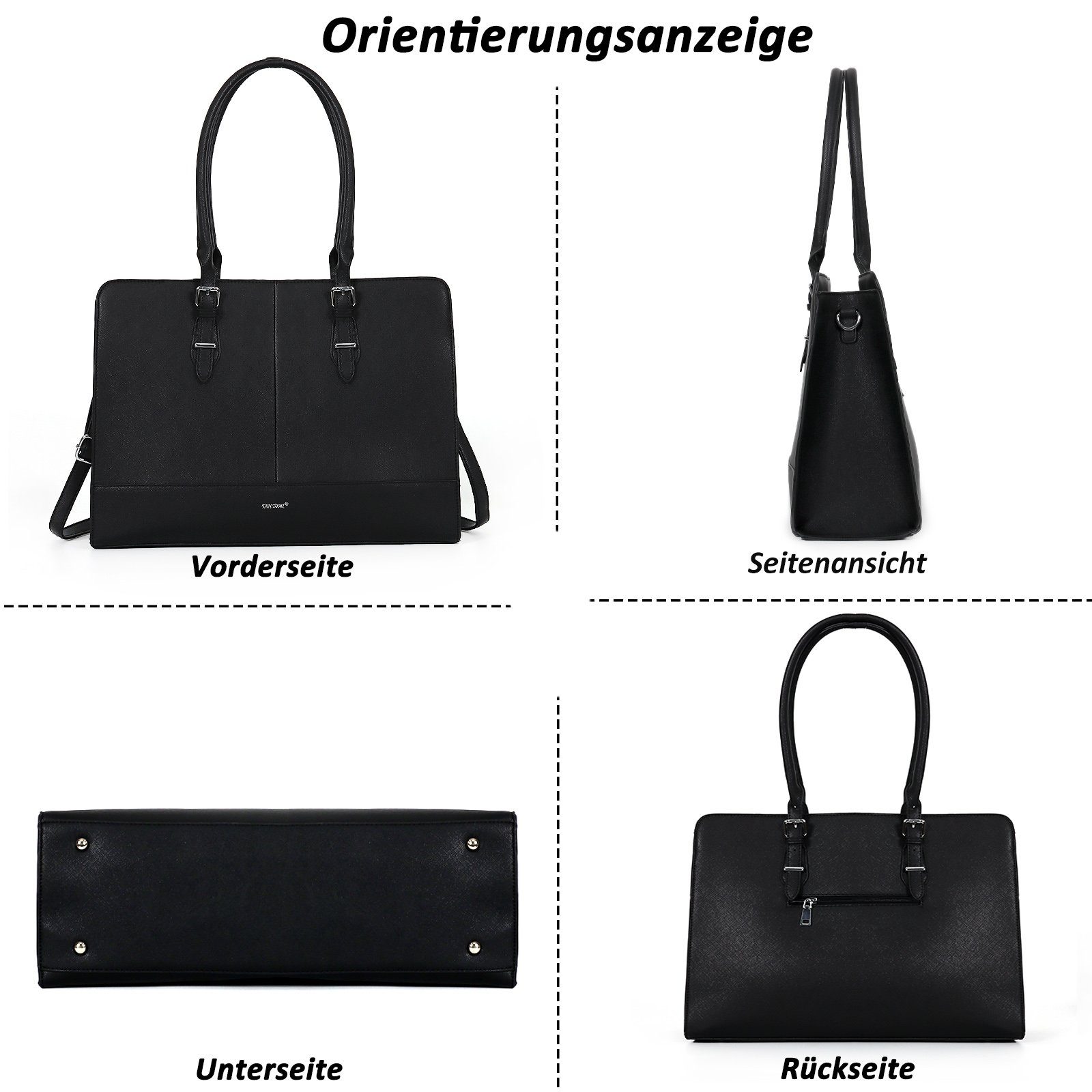 TAN.TOMI Aktentasche Damen Businesstasche Große Handtasche Damen Schultertasche, 15.6 Zoll Elegant Umhängetasche für Büro Arbeit Schule