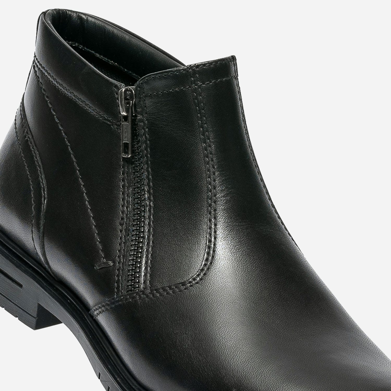 Boots noir en cuir à double zip