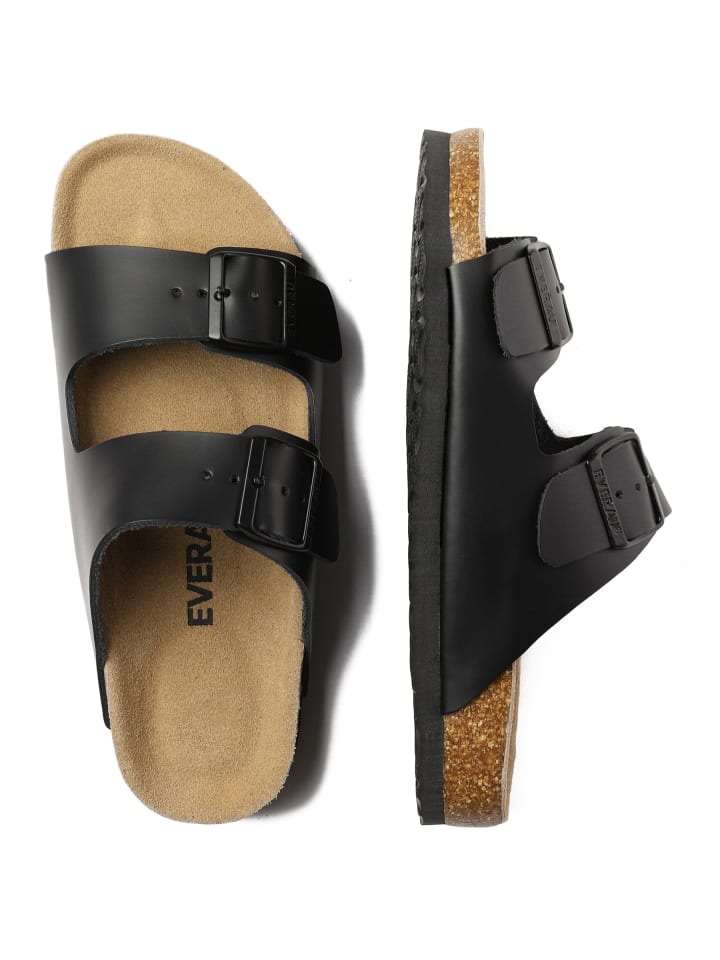 EVERAU Australia Leder Sandalen Duck in Schwarzes Leder günstig kaufen