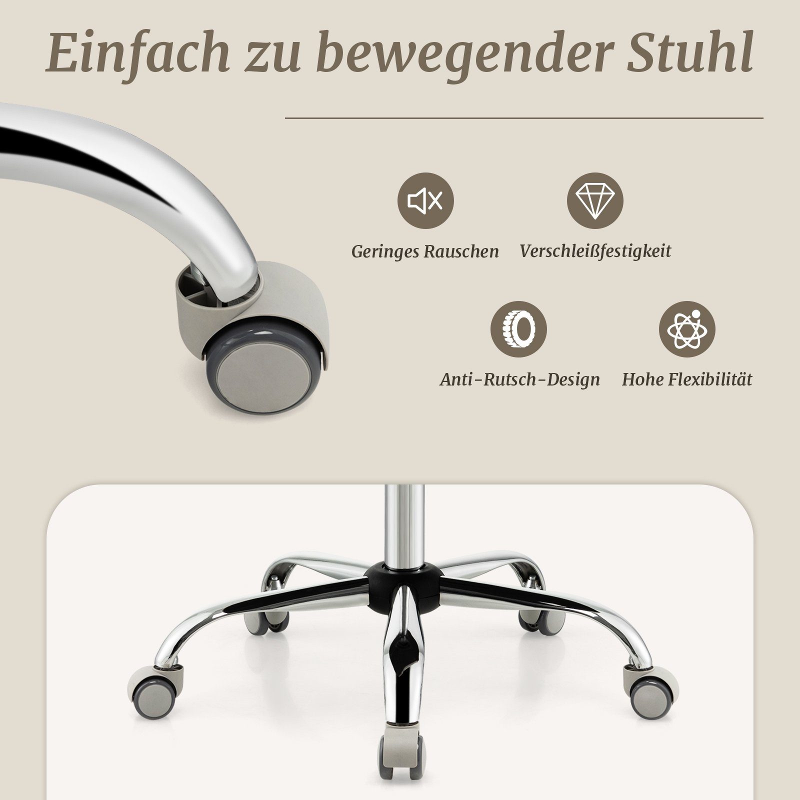 COSTWAY Bürostuhl, Drehstuhl mit Rückenlehne & Rollen, bis 130kg belastbar