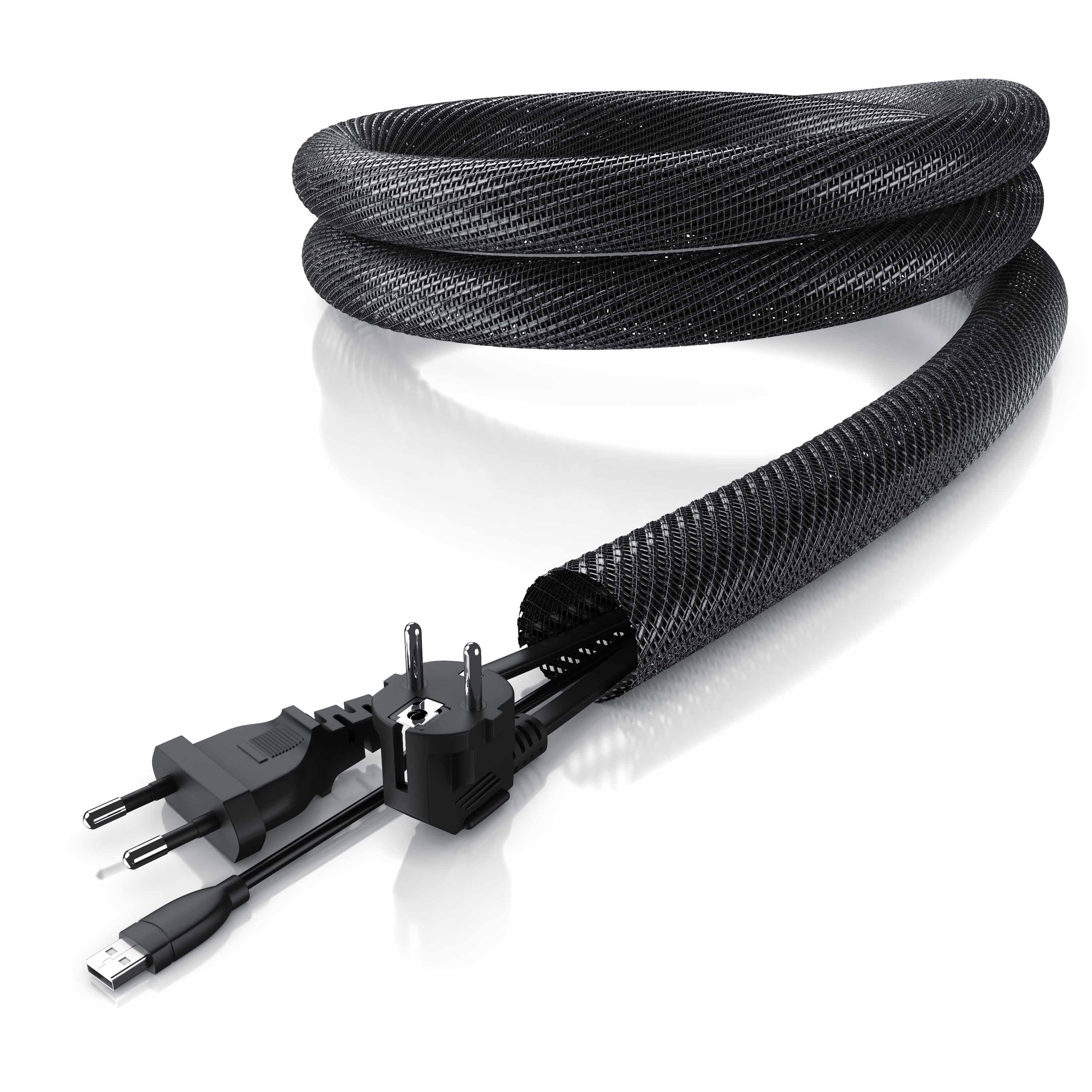 BEARWARE Geflechtschlauch, Kabelschlauch 2m, 25 mm Ø gewebter Mantel, flexibel, zuschneidbar