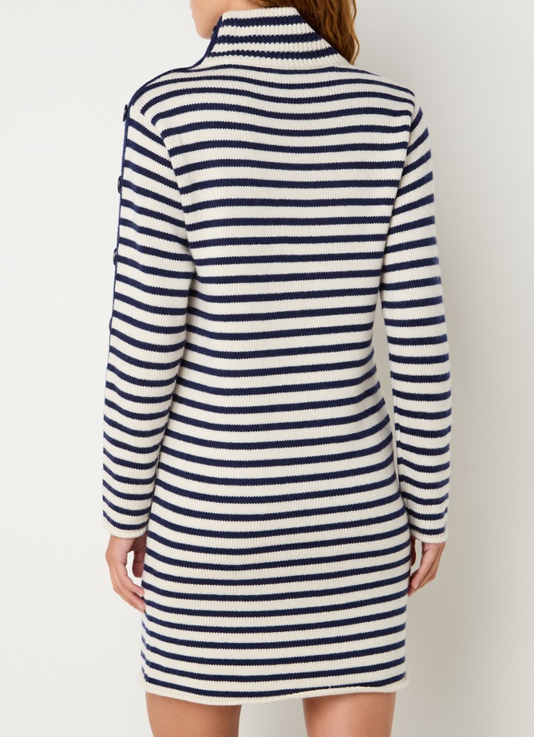Claudie Pierlot Chunky knit midi dress in wool blend with stripe print and button detail