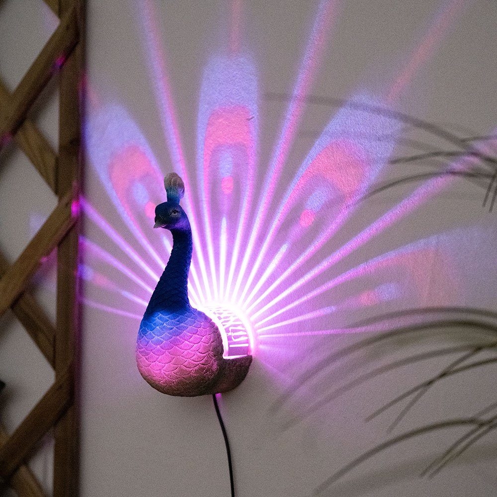etc-shop LED Dekofigur, LED-Leuchtmittel fest verbaut, Farbwechsel, RGB LED Außen Solar Leuchte Deko Strahler Garten Wand