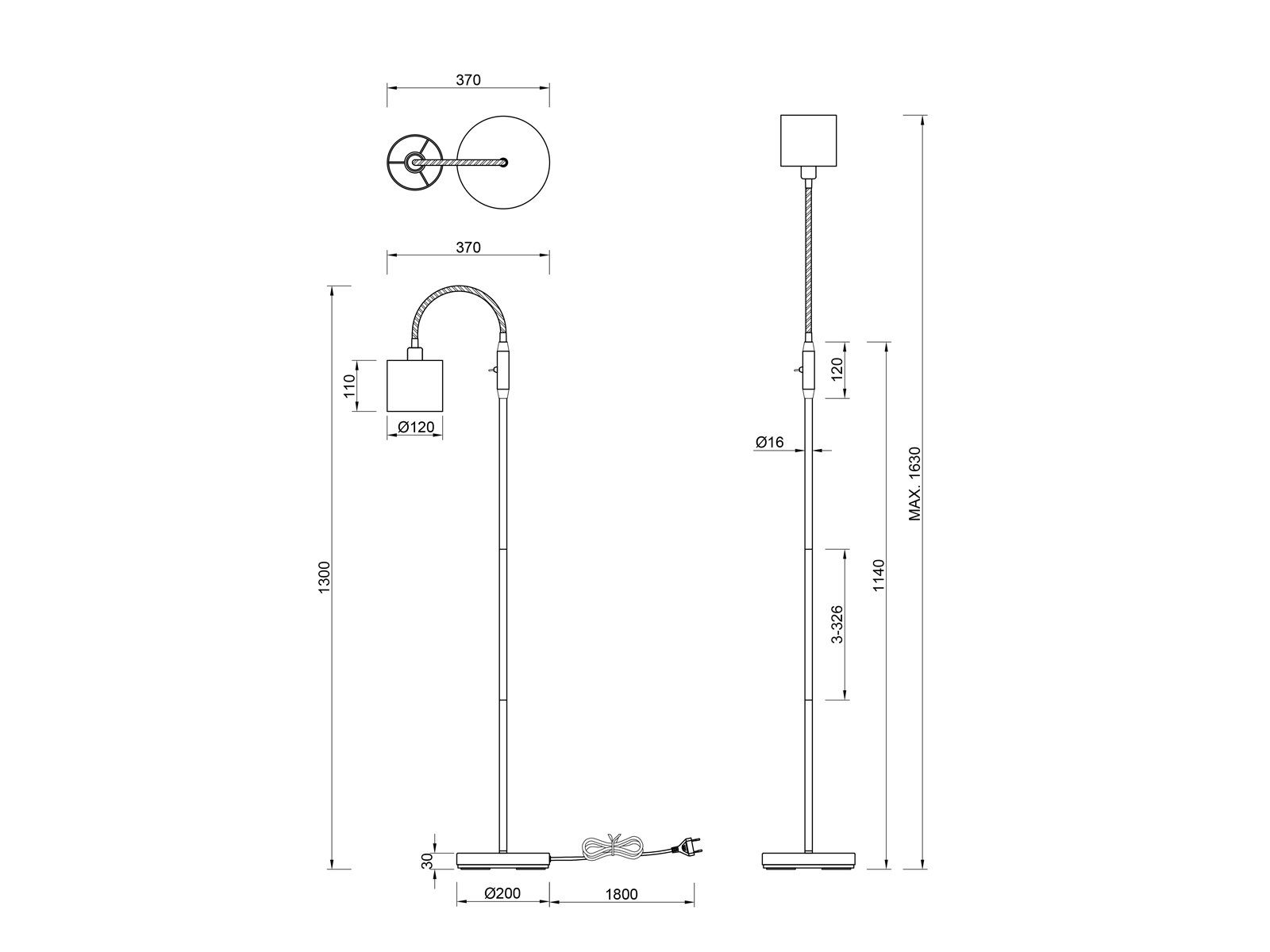 meineWunschleuchte LED Stehlampe, Dimmfunktion, LED wechselbar, Warmweiß, kleine Designer Leselampe Schwanenhalslampe dimmbar gold-en Höhe 130cm
