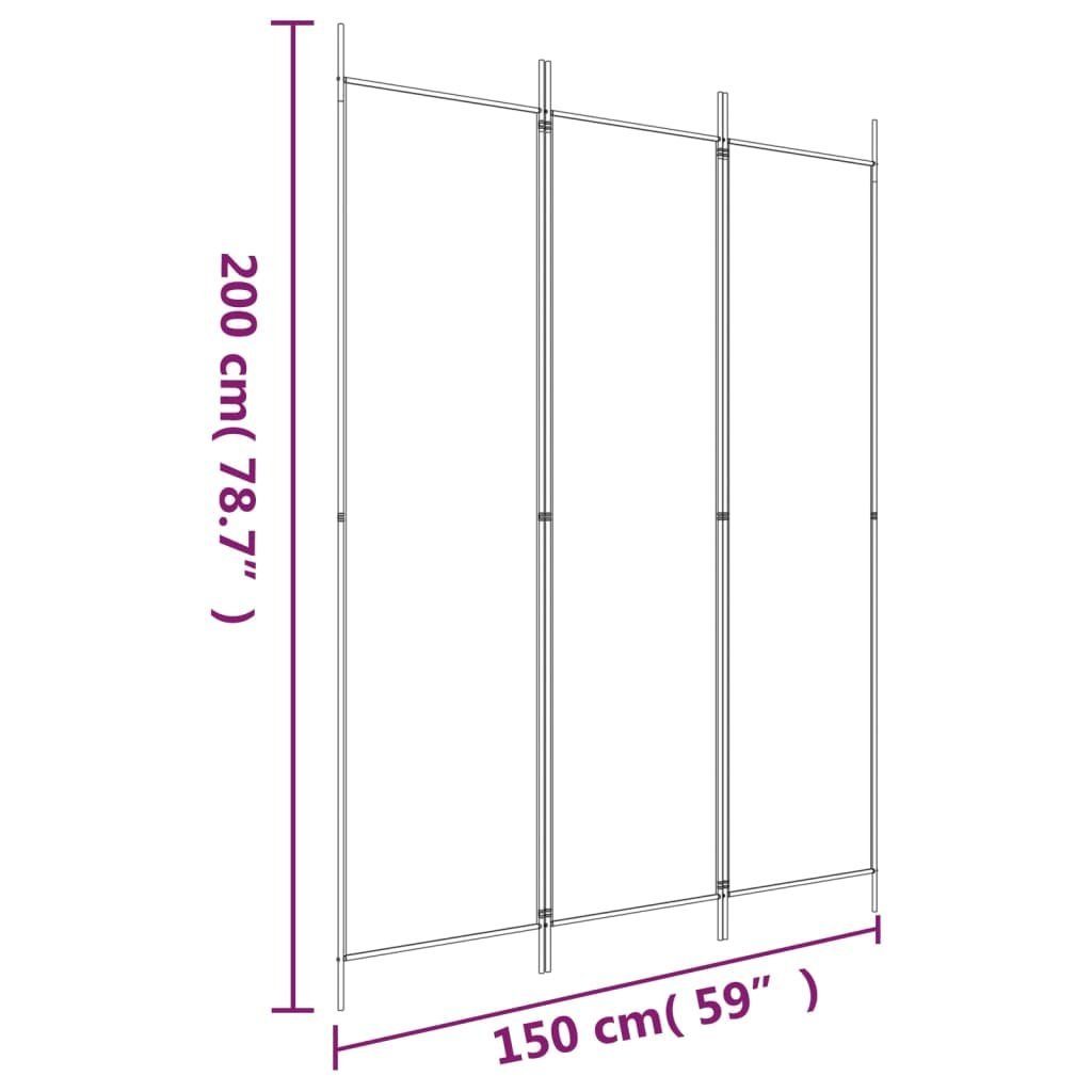vidaXL Raumteiler 3-tlg. Paravent Schwarz 150x200 cm Stoff, 1-tlg.