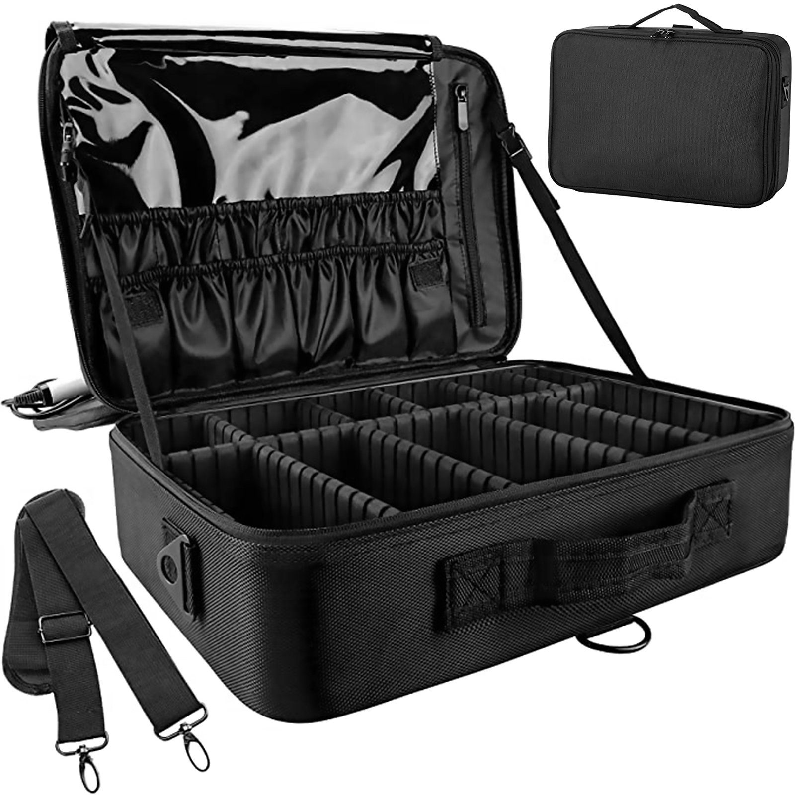 iceagle Kosmetiktasche Tragbare Kosmetiktasche mit verstellbaren Unterteilungen, wasserdicht (Verstellbare, elastische Taschen für verschiedene Größen von Make-up-Pinseln, Glatter Reißverschluss, verstellbare gepolsterte Trennwände), Reise- kosmetikt