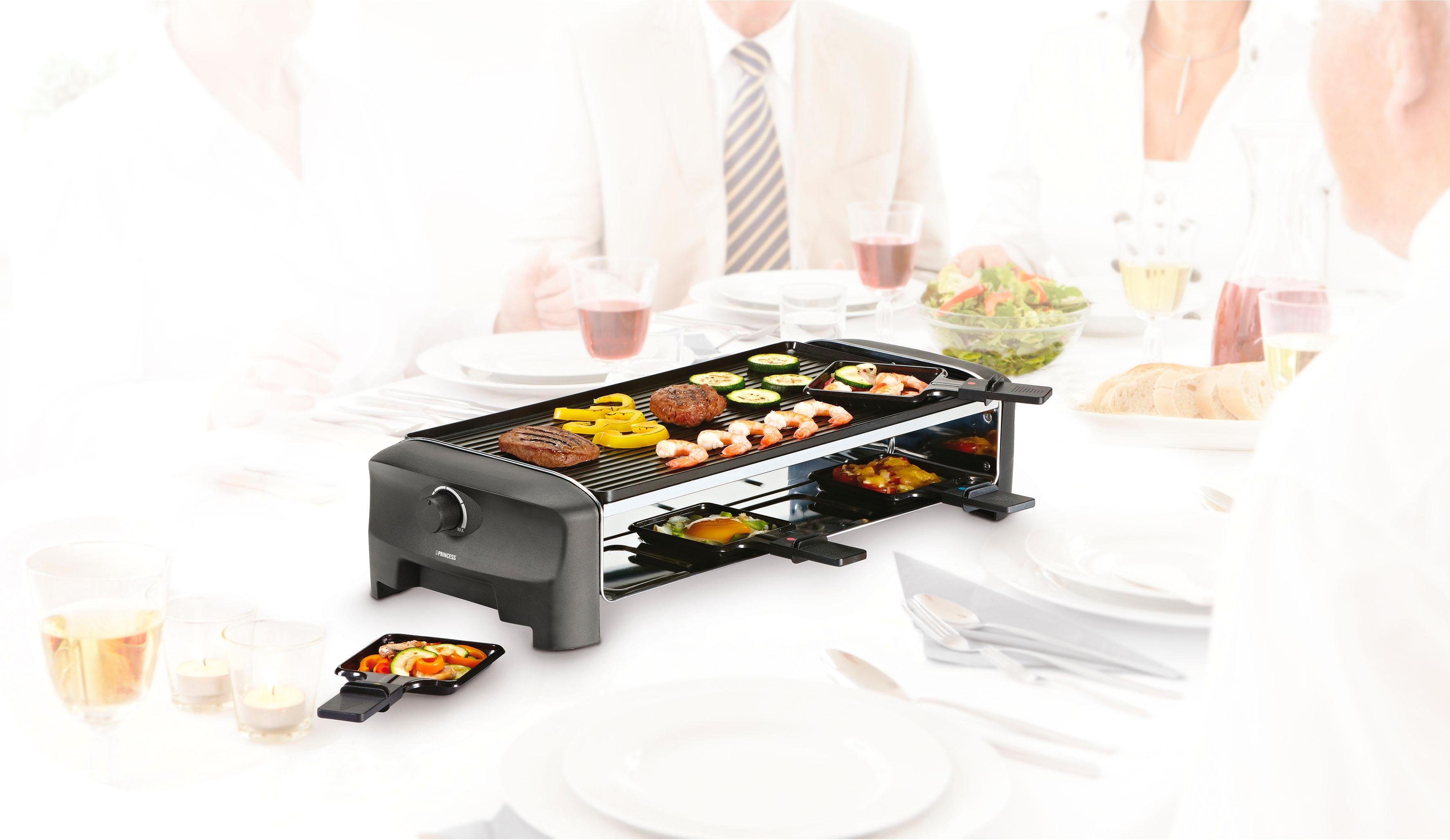 PRINCESS Raclette 8 Grill & Teppanyaki Party - 162840, 8 Raclettepfännchen, 1300 W