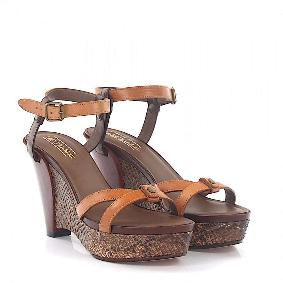 UGG - Sandalen Pythonleder braun - grau