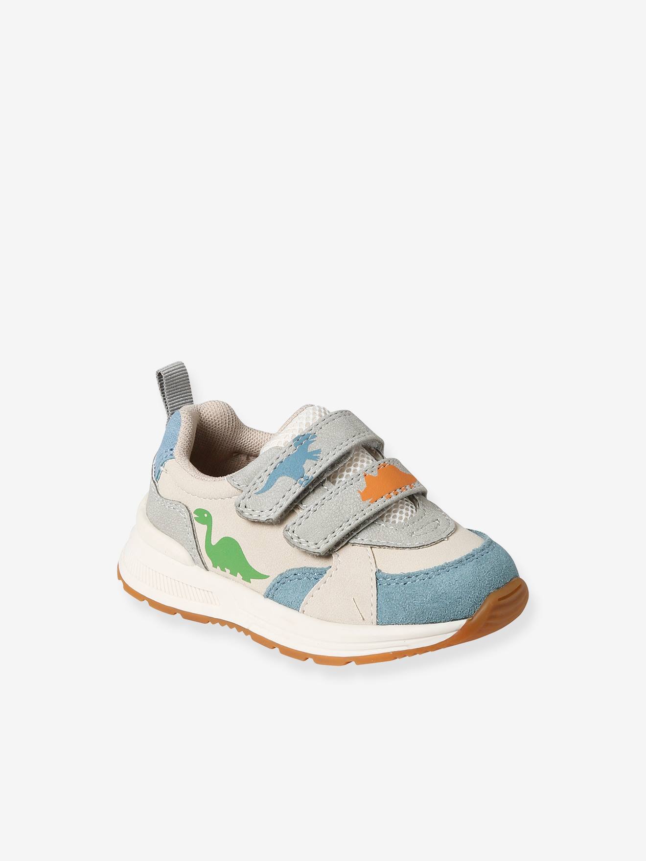 Baskets scratchées dinosaure bébé blanc imprimé