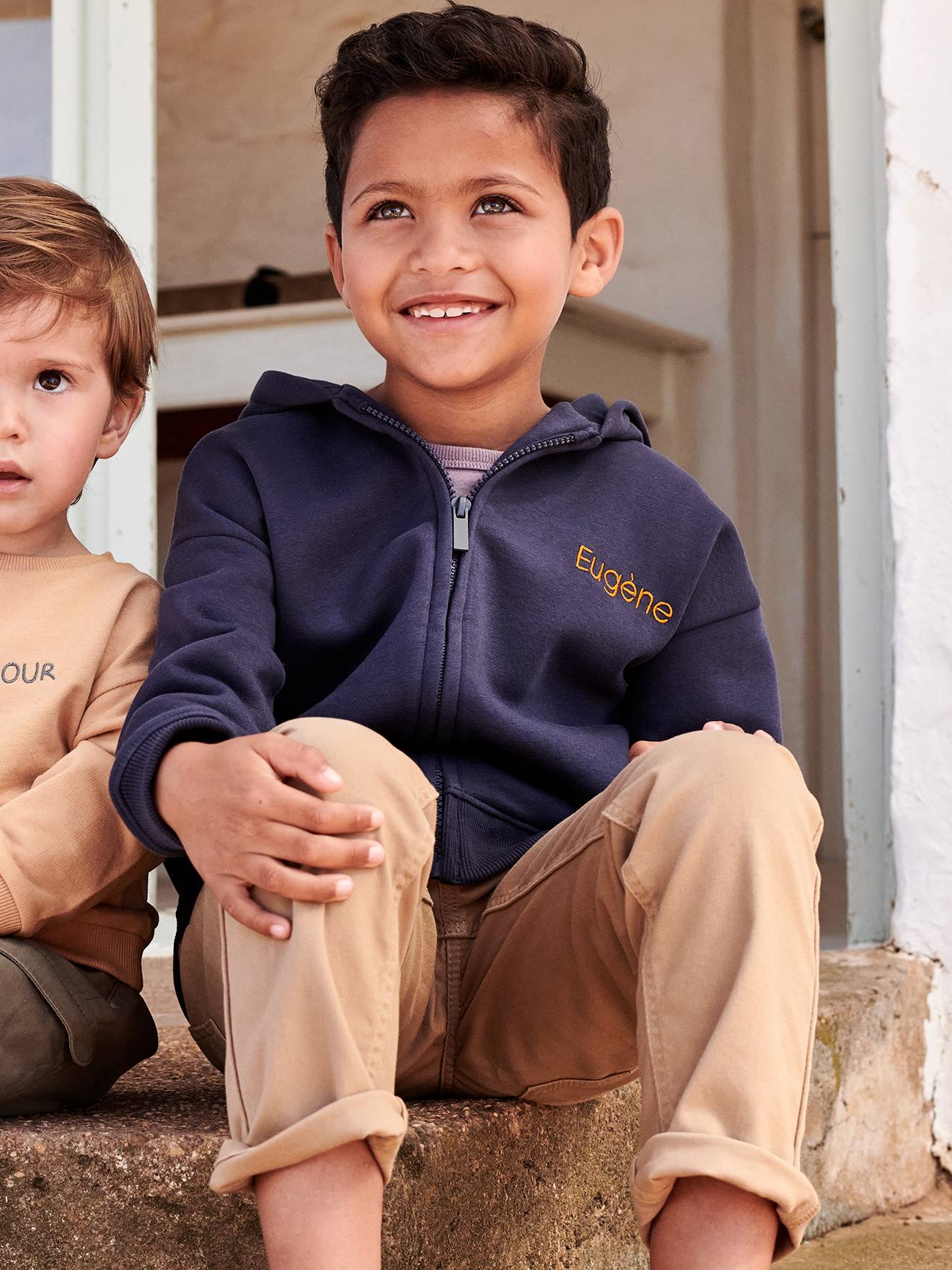 Vertbaudet Jungen Kapuzensweatjacke, personalisierbar Oeko-Tex - nachtblau