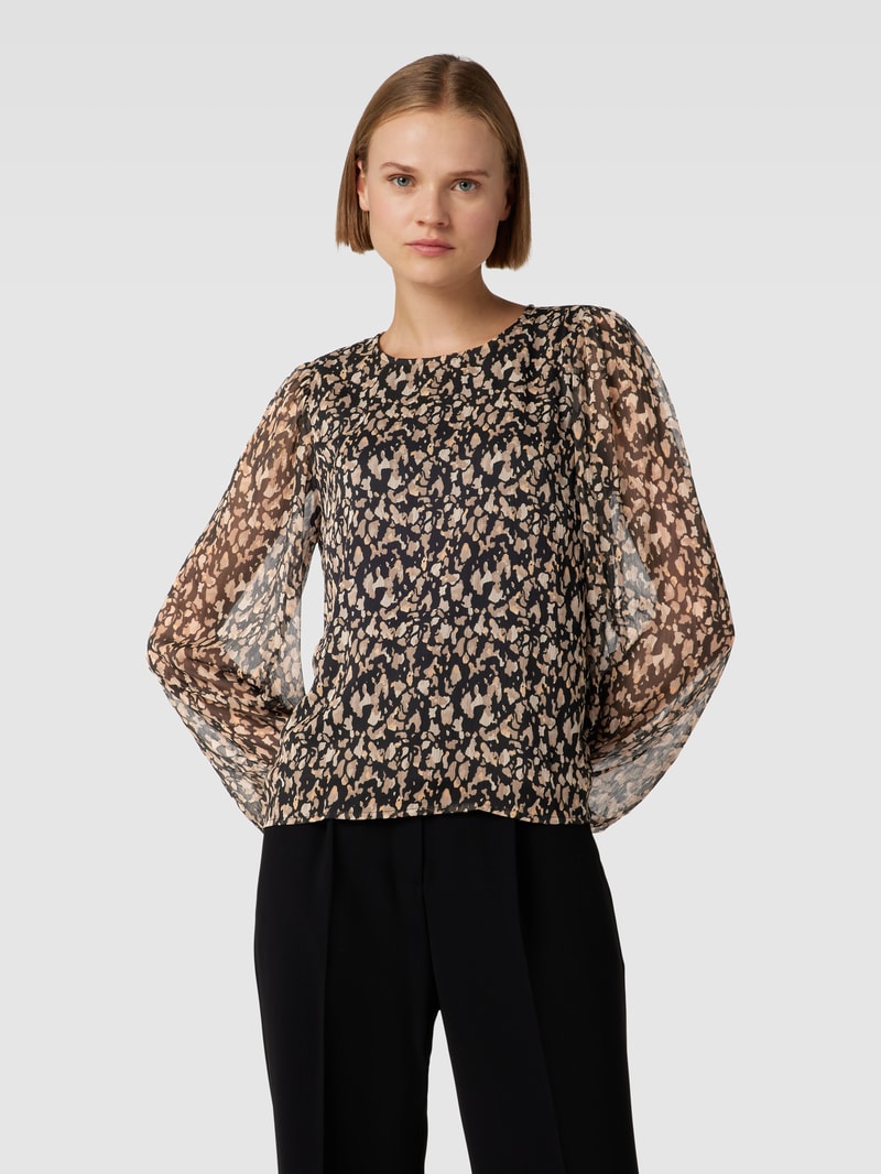Bluse mit Rundhalsausschnitt Modell 'FALIA' in schwarz