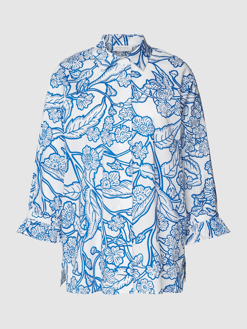 Hemdbluse mit Allover-Muster in royalblau