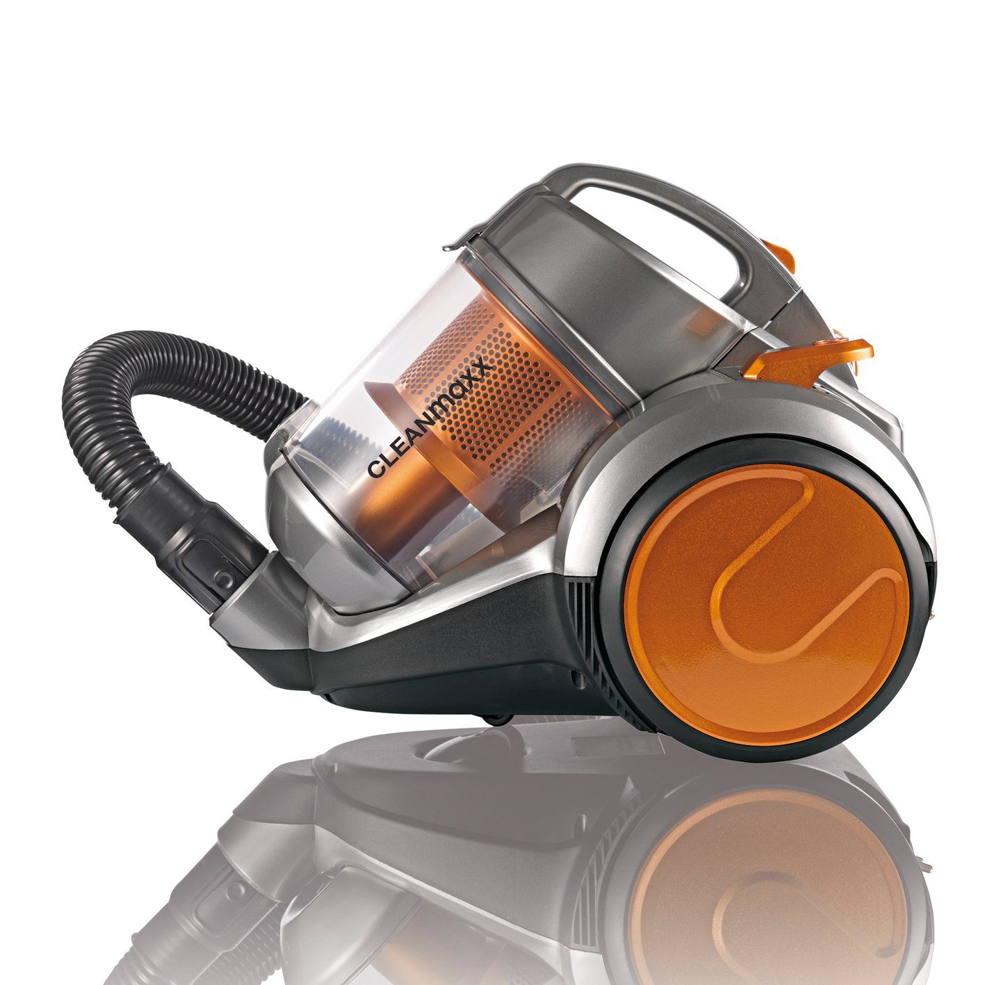 CLEANmaxx Zyklon Hybrid Staubsauger beutellos, Pet Star 700W orange/silber