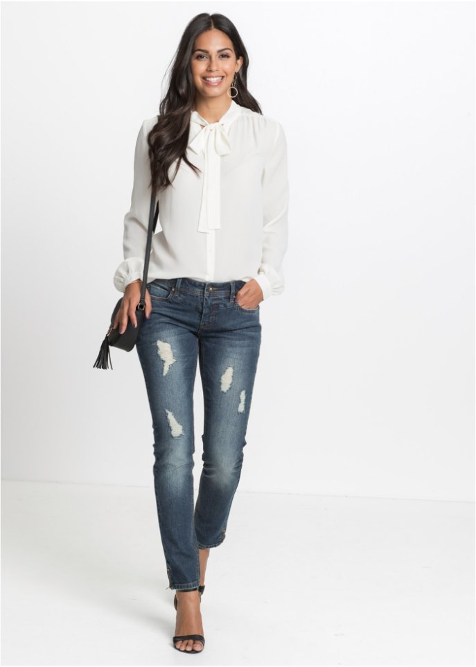 Stretch-Jeans mit Reißverschluss, Petite