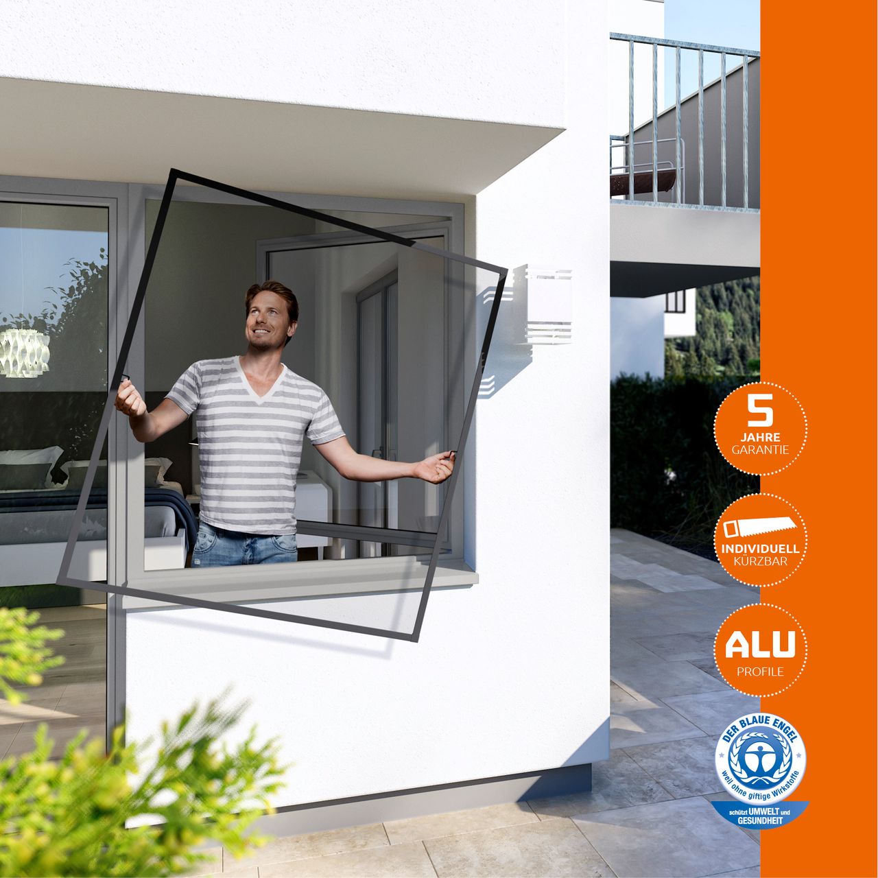 Powertec Insektenschutz Plus Rahmen Fenster 140x150cm Anthrazit