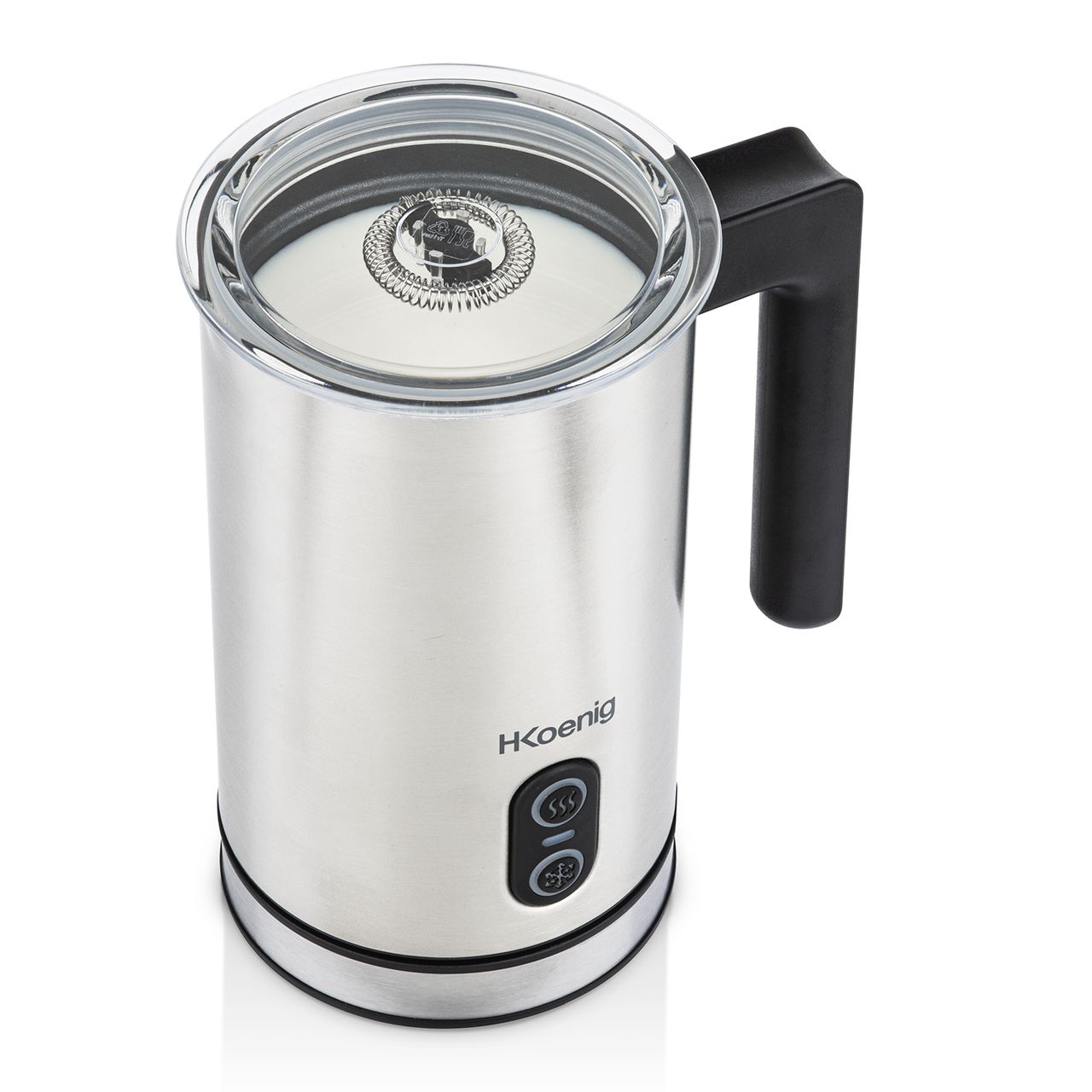 H.Koenig Elektrischer Milchaufschäumer MLK8 - Edelstahl - 0,24L -cremiger Kalt- oder Heißschaum - Antihaftbeschichtung - automatische Abschaltung - ideal für Kaffee, heiße Schokolade, Cappuccino, Milch
