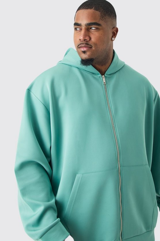 Plus Oversize Scuba Hoodie mit Reißverschluss
