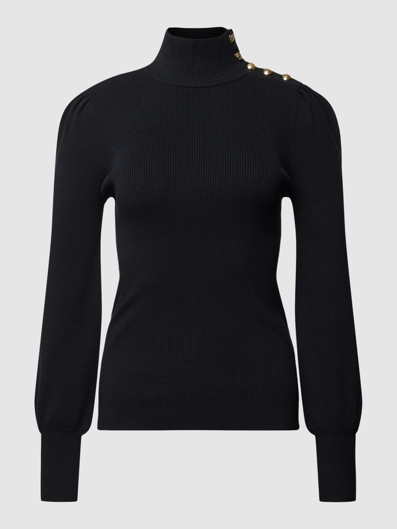 Strickpullover mit Rollkragen in schwarz