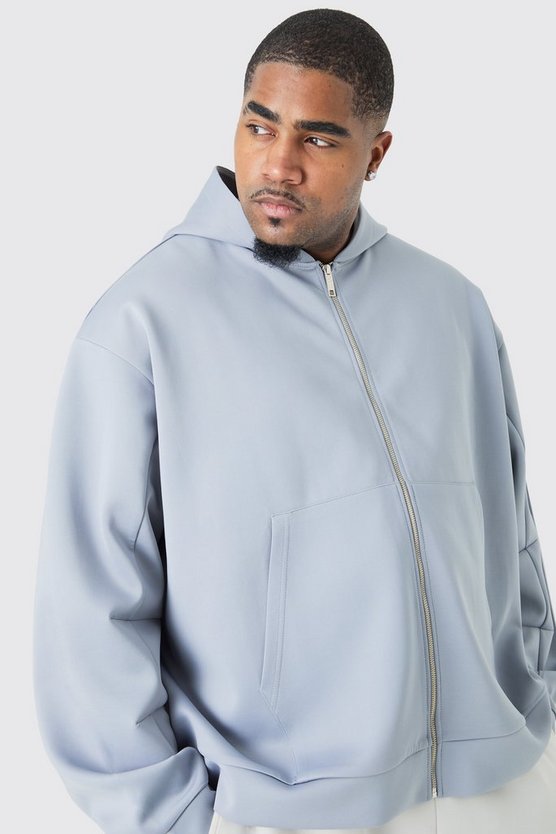 Plus kastiger Oversize Scuba Hoodie mit Reißverschluss