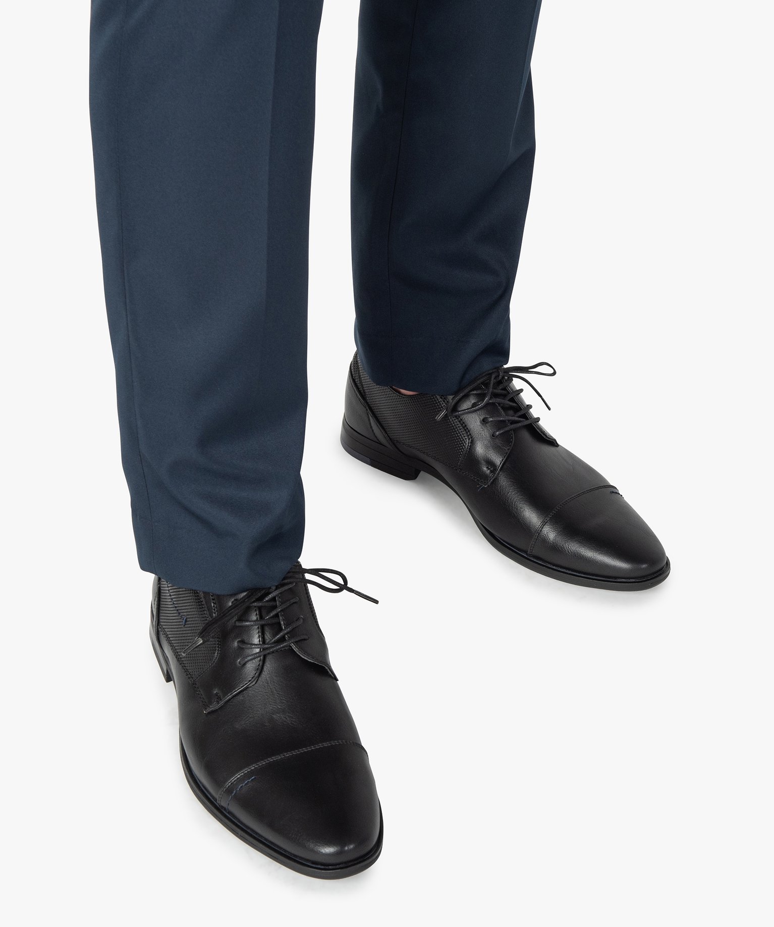 Derbies homme unis à bout droit et surpiqres noir | GEMO