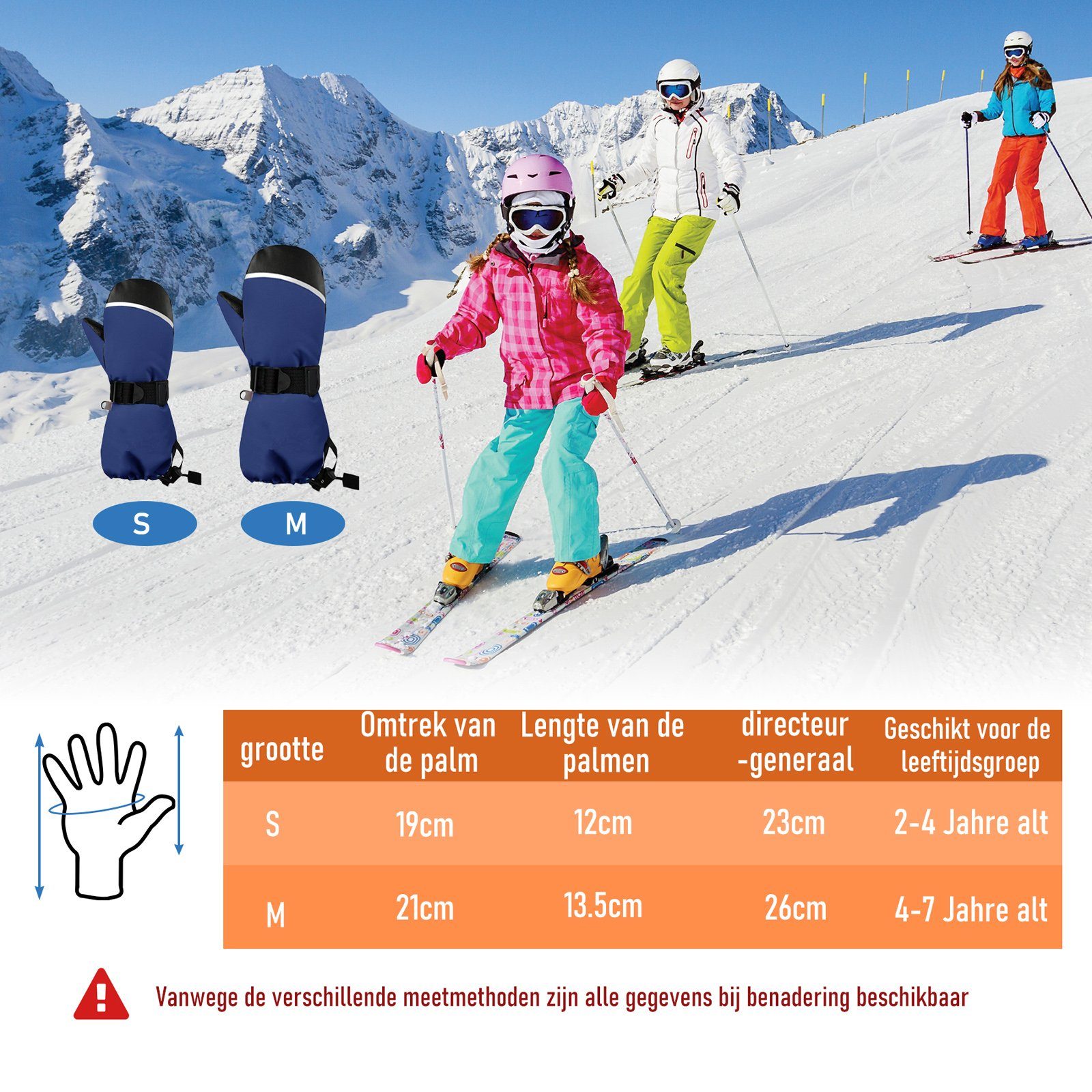 CALIYO Skihandschuhe Skihandschuhe Kinderhandschuhe Wasserdicht Fäustlinge Handschuhe Kinder 1-7 Jahre Jungen Mädchen Winterhandschuhe