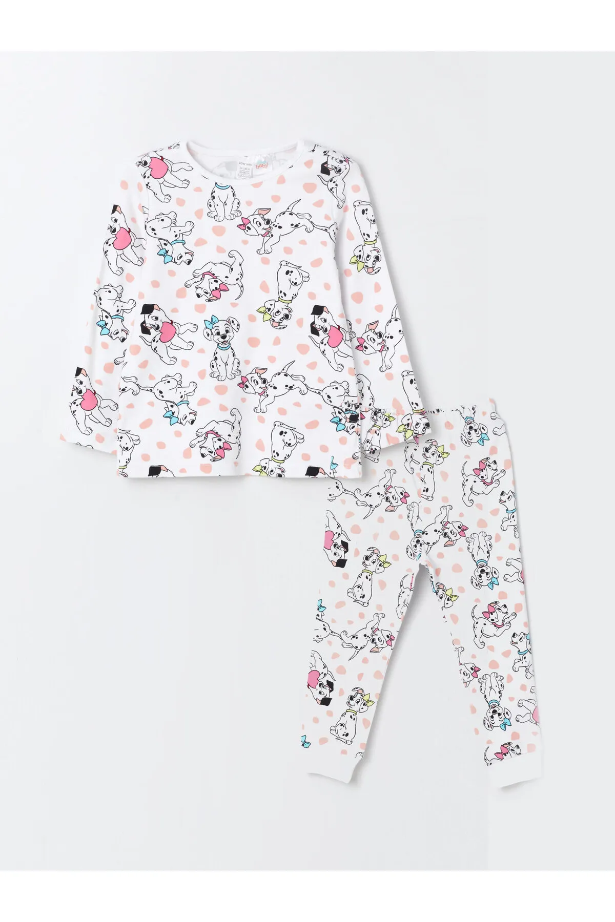 LC Waikiki  Pyjama-Set für Baby-Mädchen mit Rundhalsausschnitt und langen Ärmeln und 101 Dalmatiner-Aufdruck