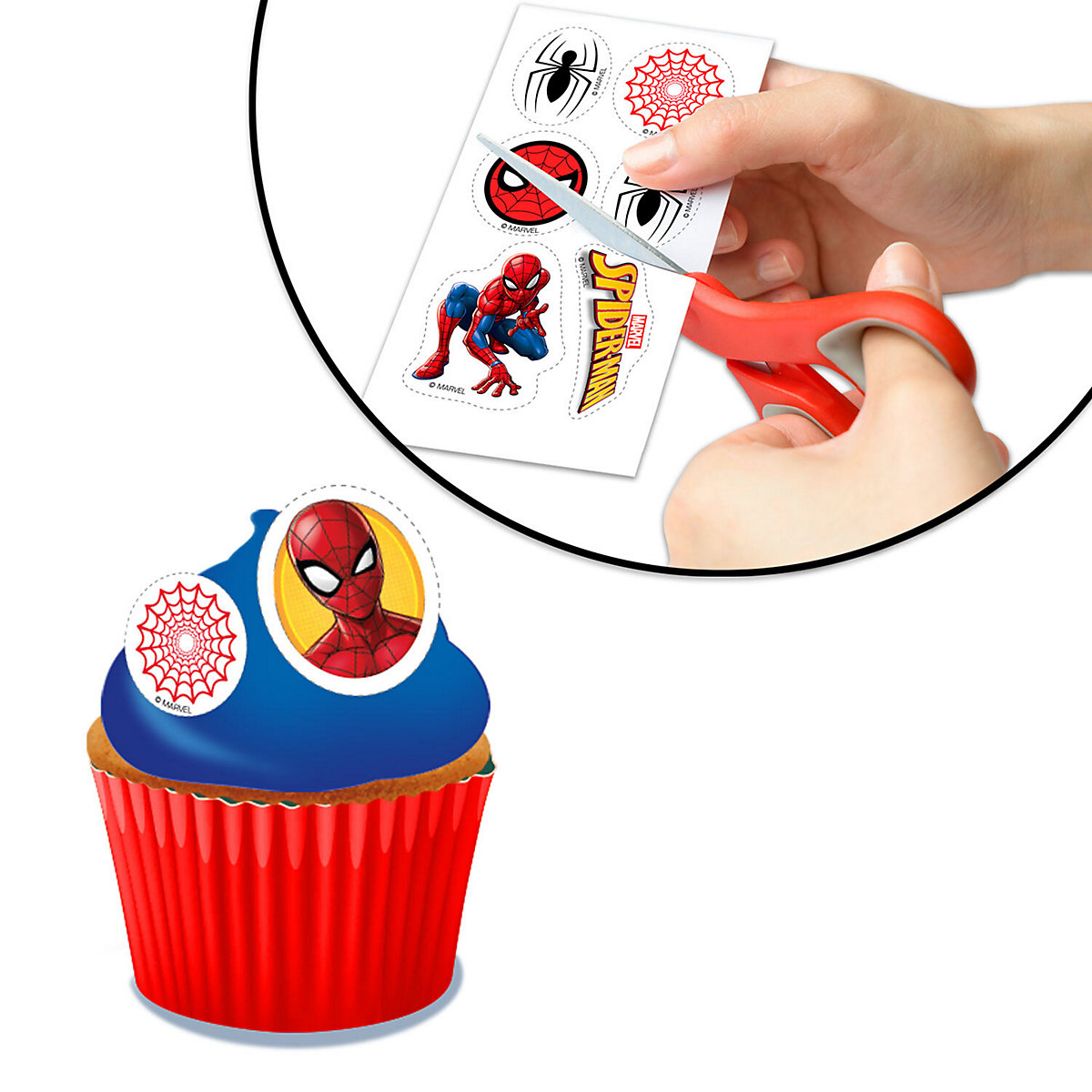 Essbare Mini-Tortenaufleger Spiderman