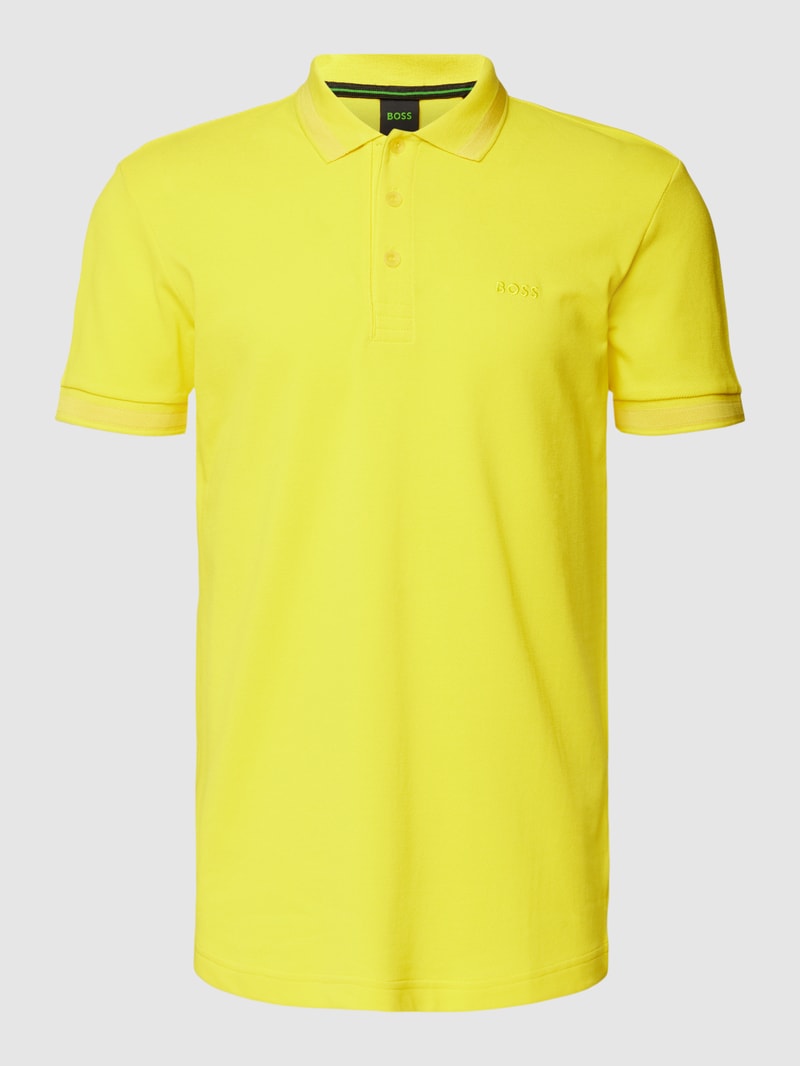 Poloshirt mit Label-Stitching Modell 'PADDY' in gelb