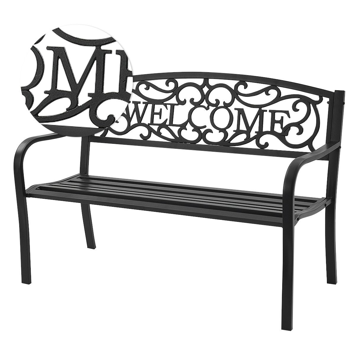 COSTWAY Gartenbank, mit Rückenlehnen, bis 320kg belastbar, 127 x 63,5 x 89cm