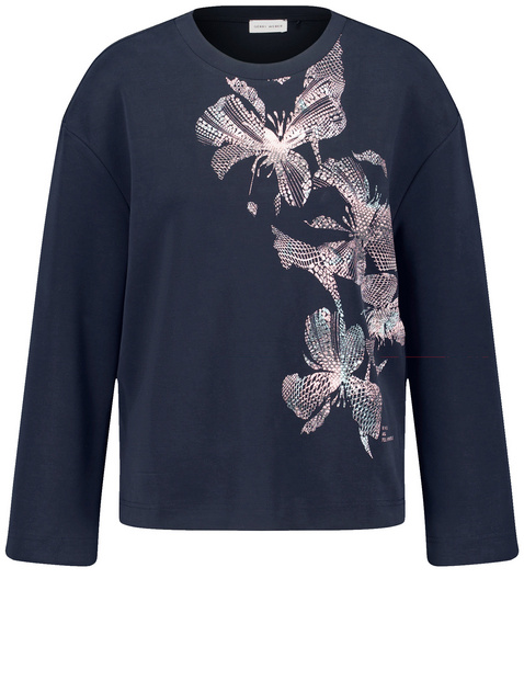 Sandywashed Langarmshirt mit Frontprint