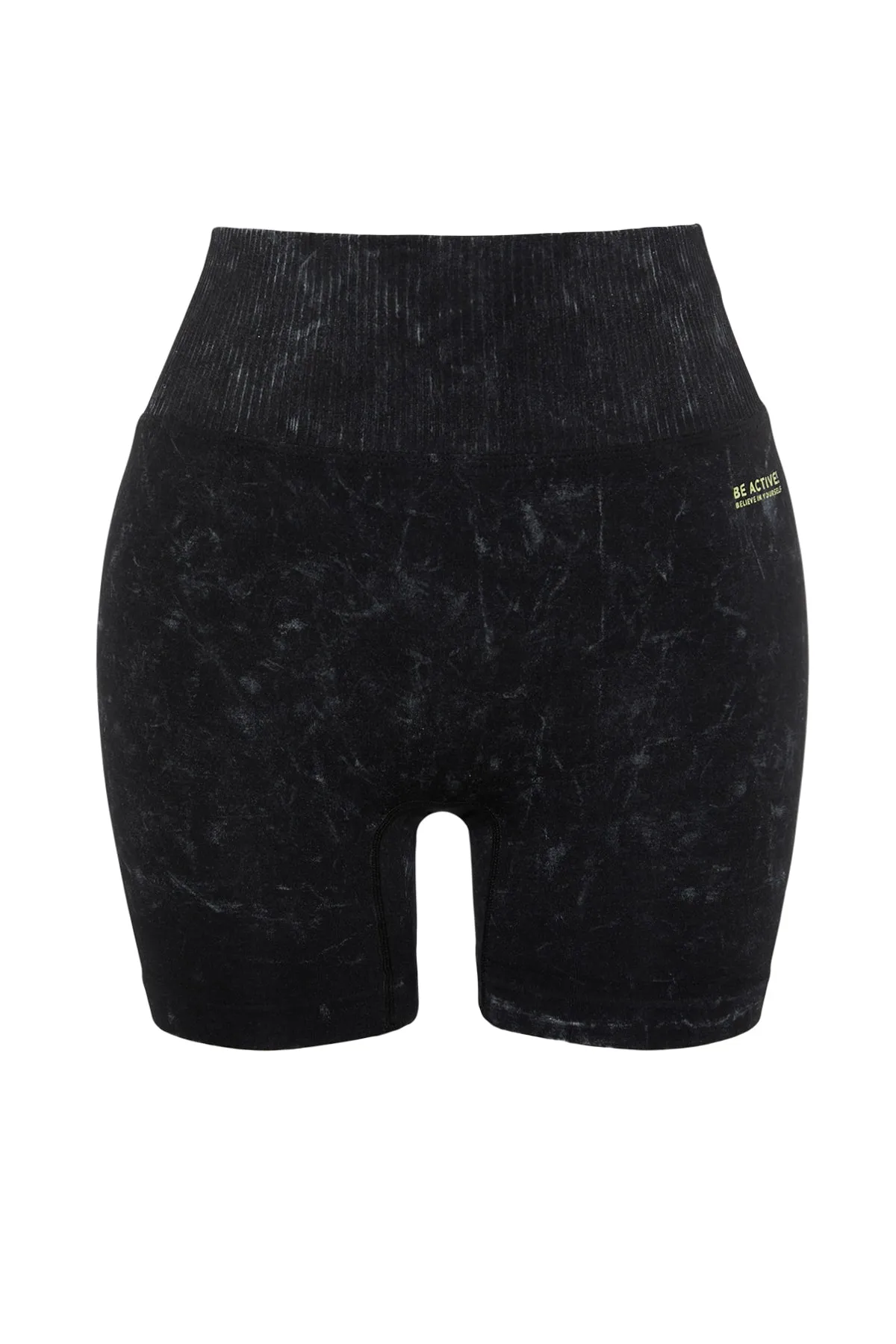 Trendyol Collection  Schwarze nahtlose/nahtlose Acid-Wash-Strick-Sportshorts/kurze Leggings THMSS23TY00034
