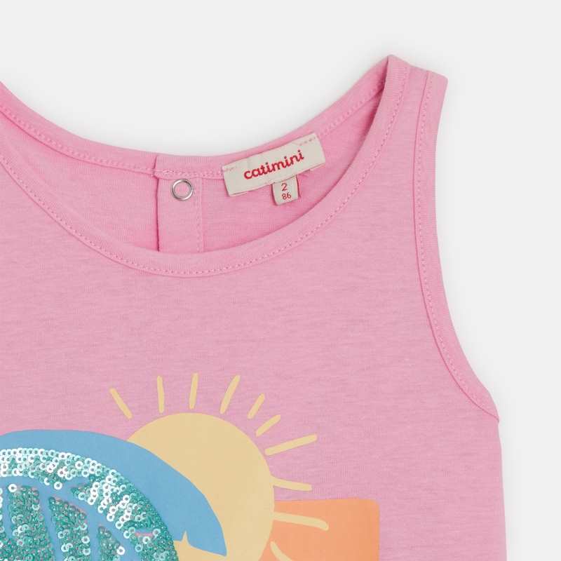 Débardeur bébé fille rose imprimé plage Catimini