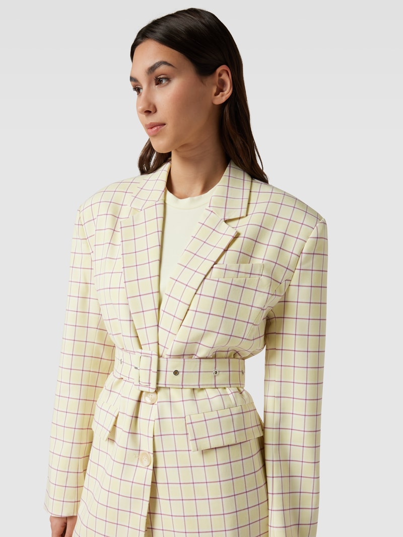 Blazer mit Allover-Muster Modell 'Mirella' in hellgelb