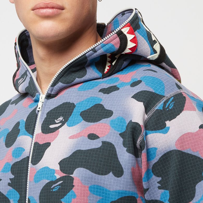 A Bathing Ape Grip Camo Shark Full Zip Hoodie M purple