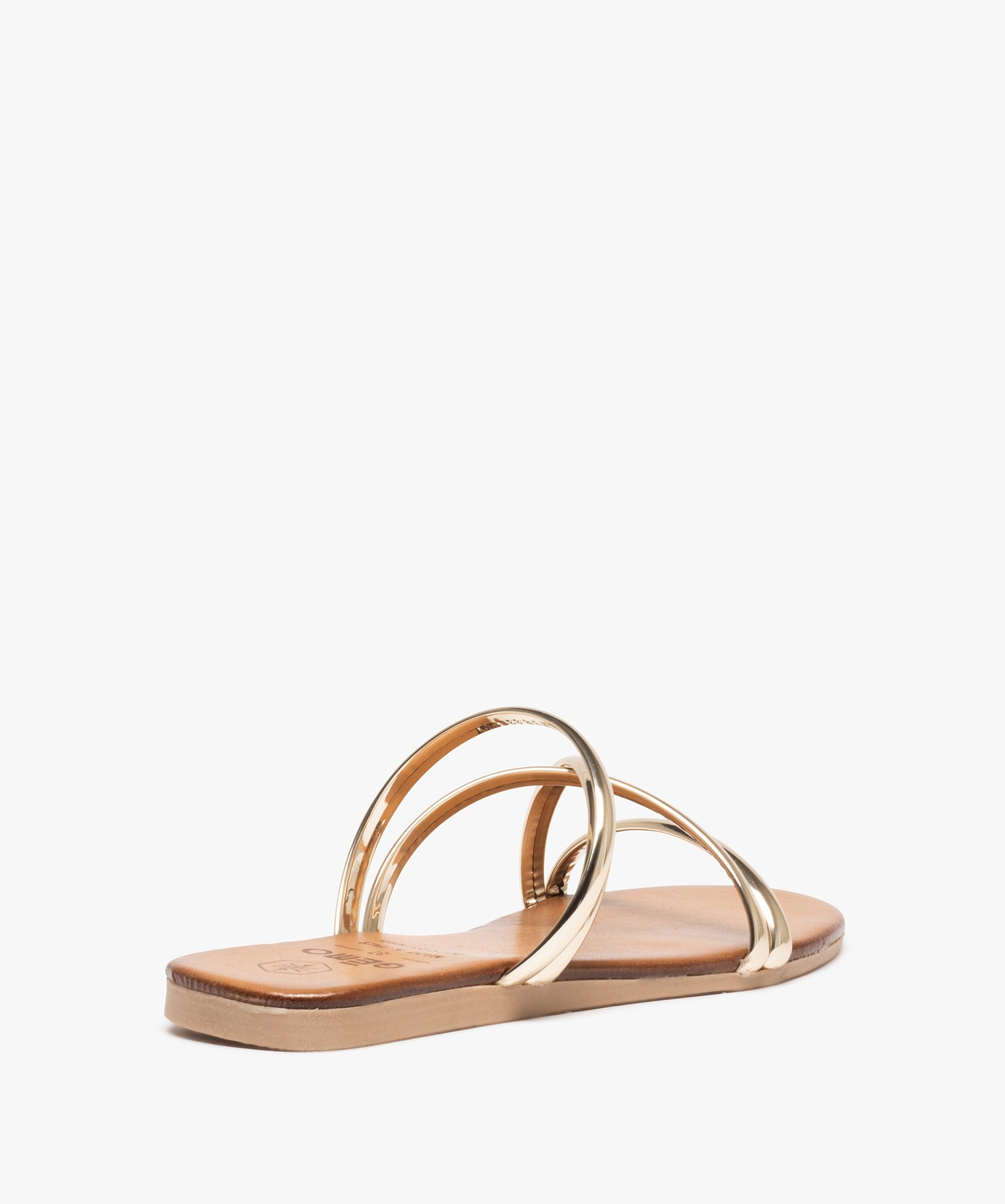 Mules femme avec brides effet miroir entrecroisées or | GEMO