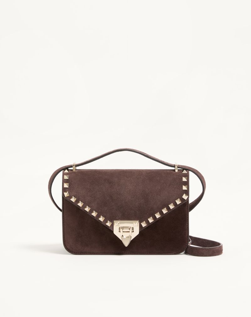 Bolsa de ombro pequena Valentino Garavani Rockstud em camurça