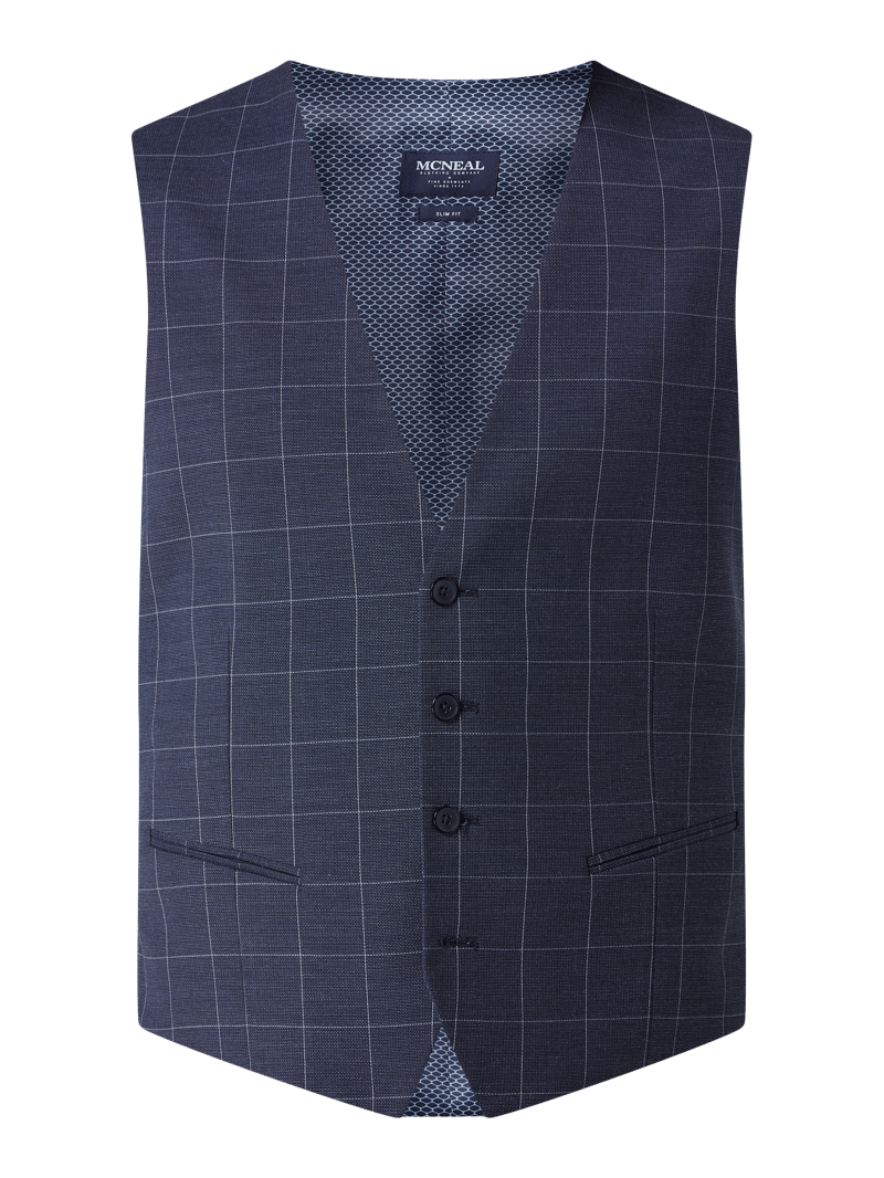 Slim Fit Weste mit Gitterkaro Modell 'Emil' in marineblau