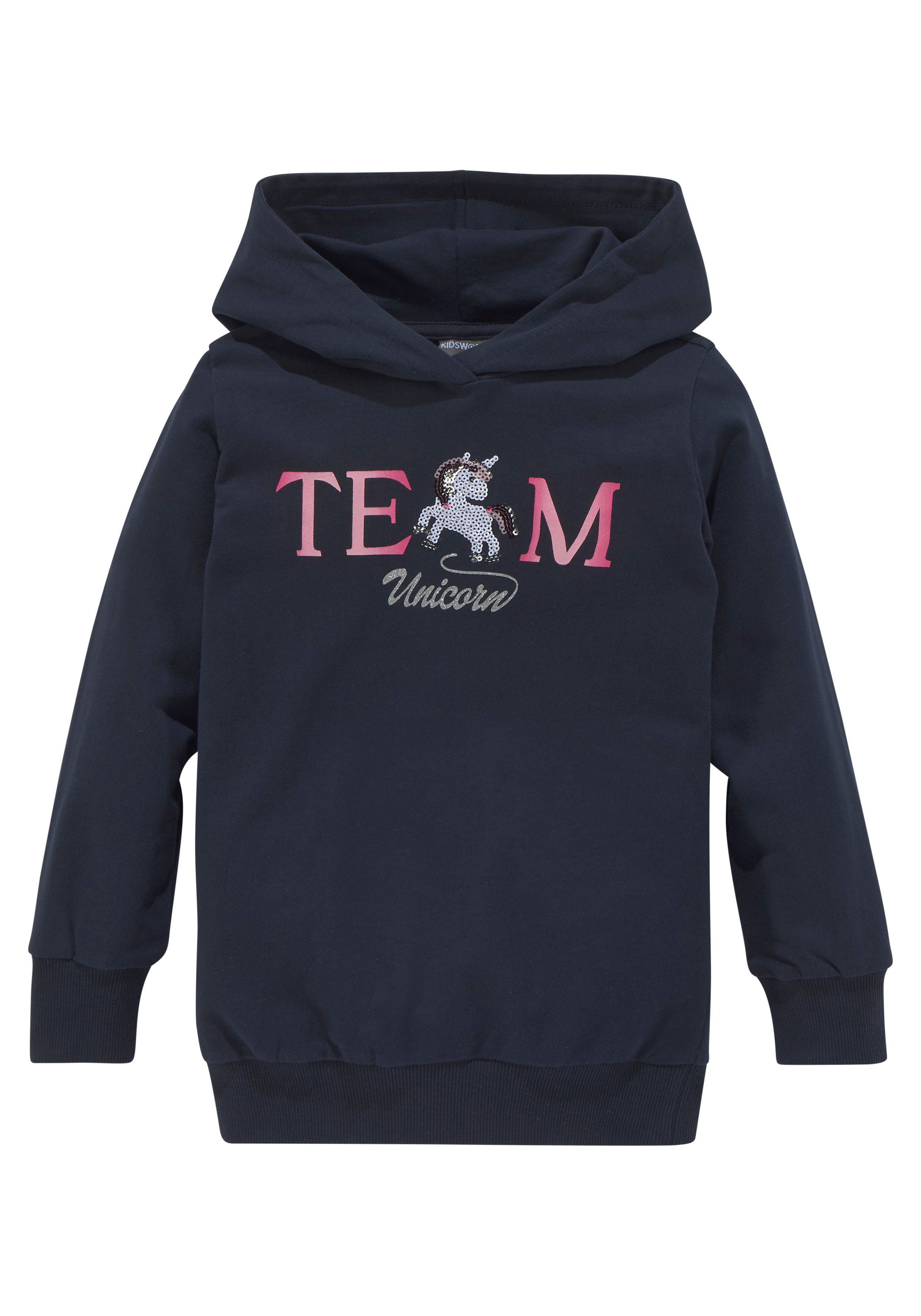 KIDSWORLD Longsweatshirt Team UNICORN mit Kapuze