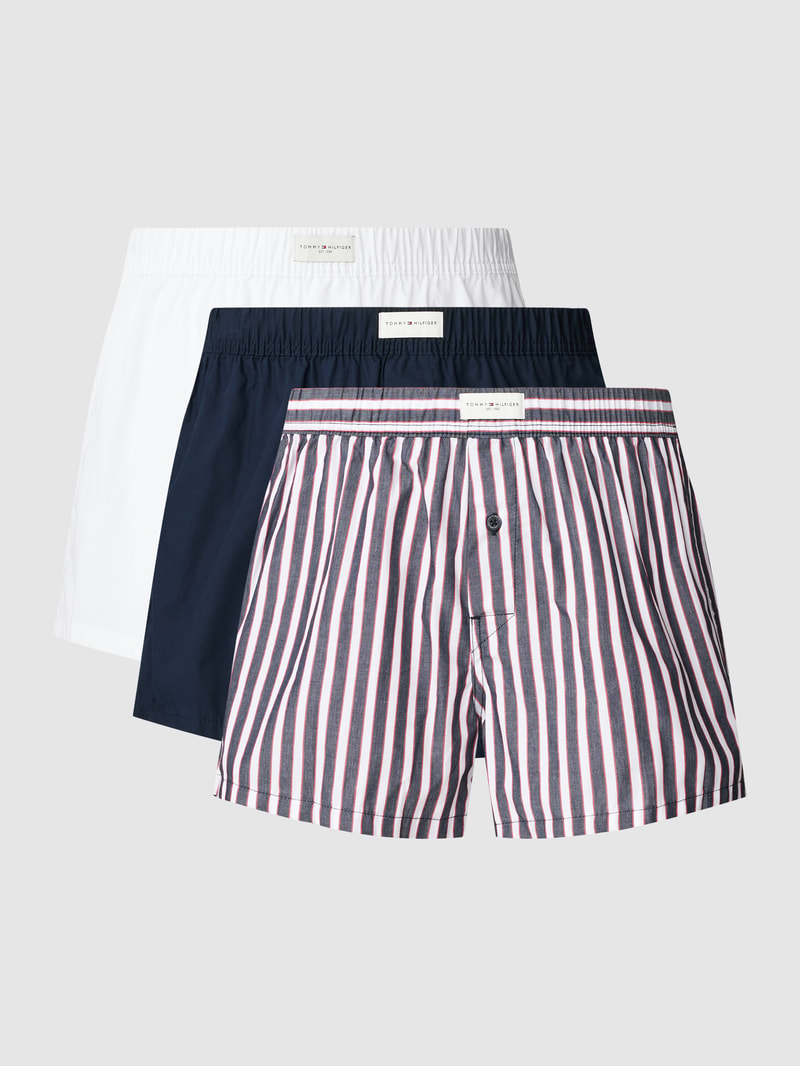 Boxershorts mit Label-Patch im 3er-Pack Modell 'WOVEN' in weiß