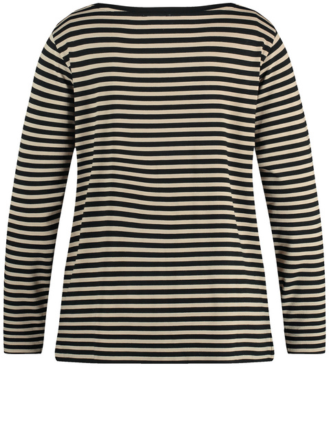 Geringeltes Longsleeve mit Ziersteinen