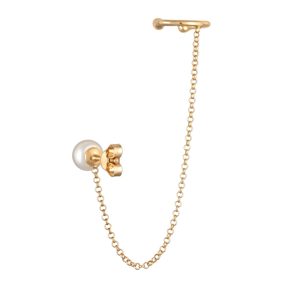 Elli Elli Boucles d'Oreilles Femmes Earcuff Collier de serrage avec perle d'eau douce  Boucles d'oreilles