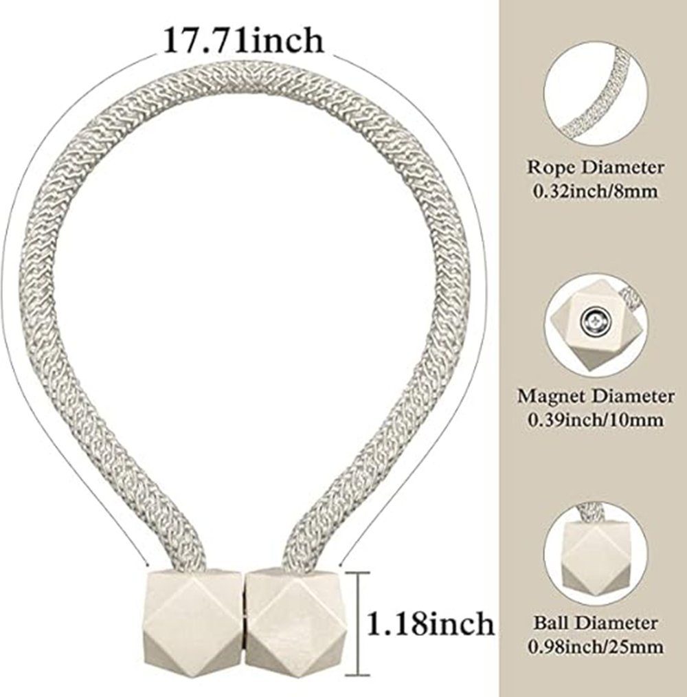 Raffhalter Raffhalter Magnetische Vorhangbinder Zweierpack, ERHWIO, Dekorativer Aufhängungsbügel für Seile.